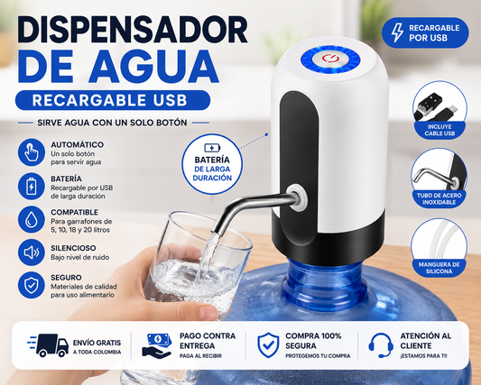 Dispensador de Agua Recargable USB Automático