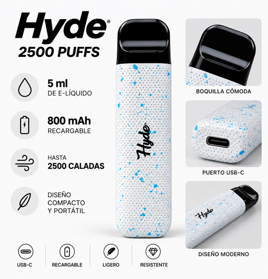 Vape Vaporizador Hyde 2500 puff