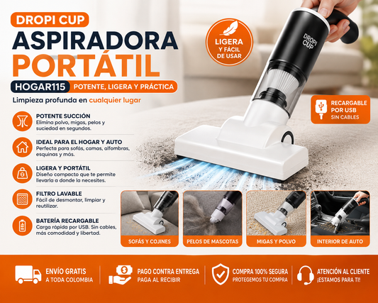 Aspiradora Portátil Inalámbrica Hogar115 | Potente y Recargable USB